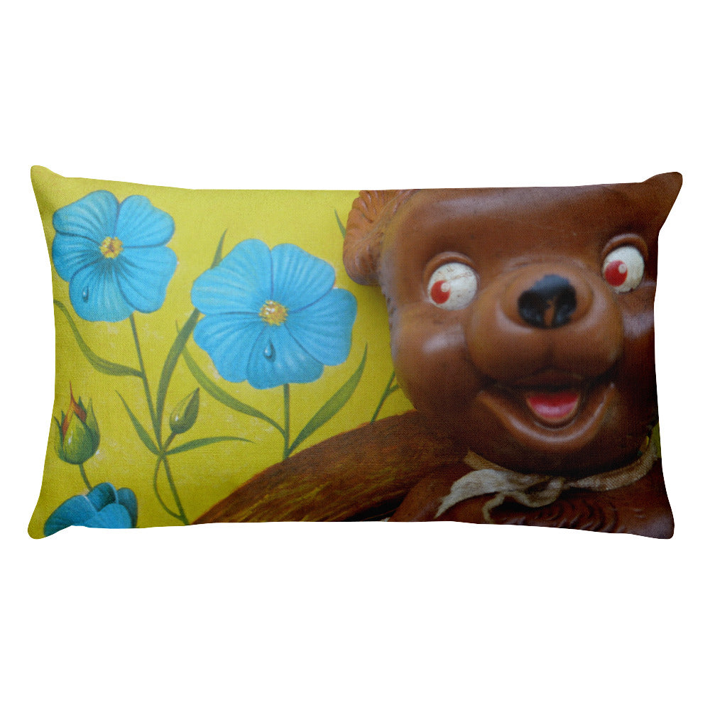 Vintage Toy Bear and Bunny Double Sided Throw Pillow!